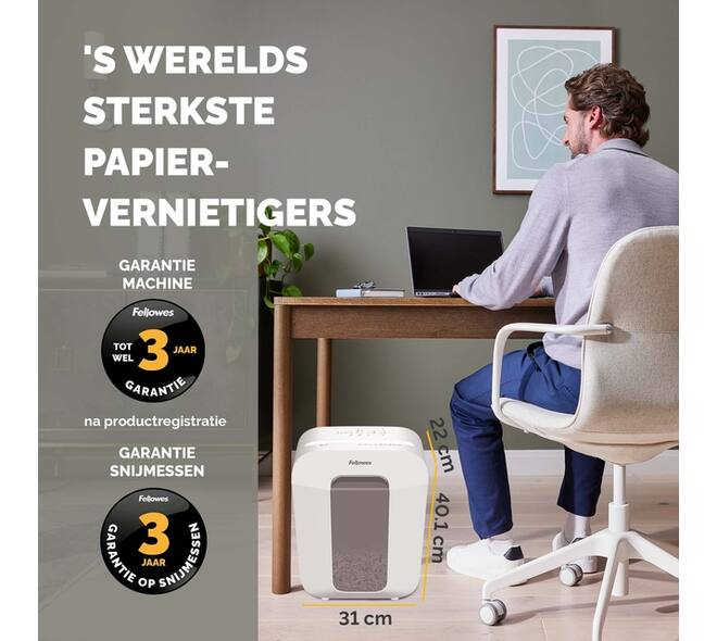 Papiervernietiger Fellowes Powershred LX50 snippers 4x37mm wit
