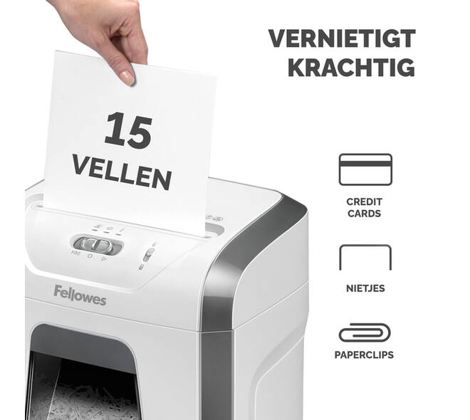 Papiervernietiger Fellowes Powershred 15C snippers 4x40mm wit