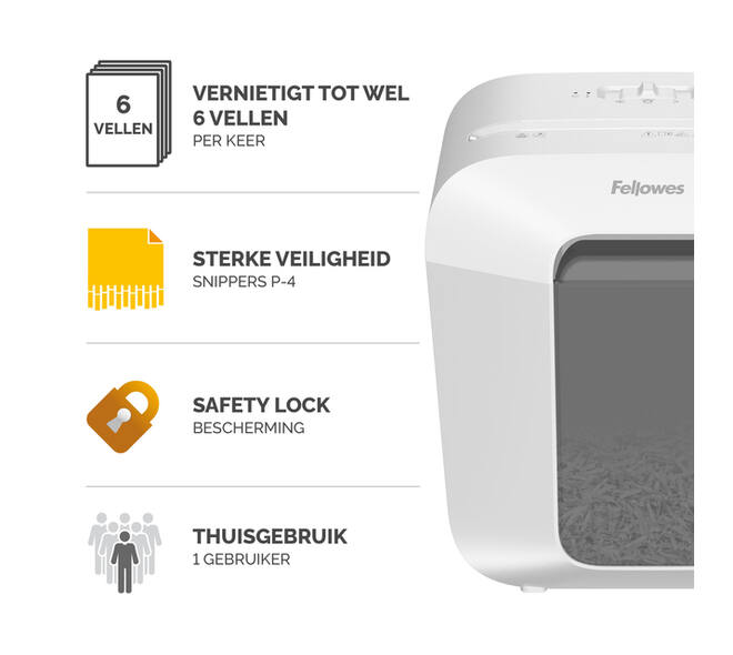Papiervernietiger Fellowes Powershred LX25 snippers 4x37mm wit