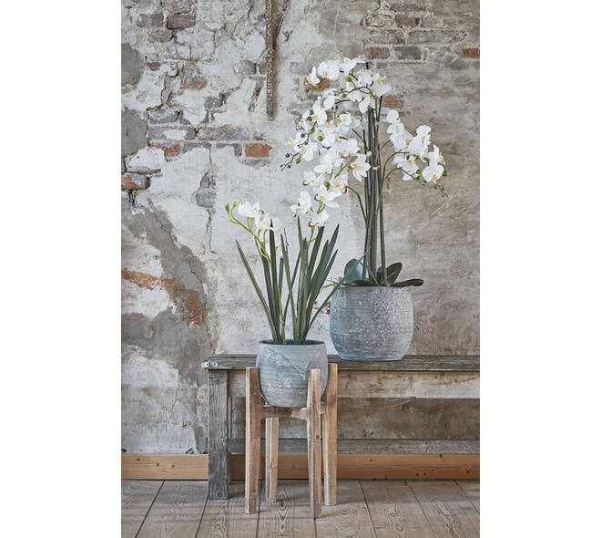 Kunstplant Mica Phalaenopsis orchideeën wit in plastic pot 79x51cm