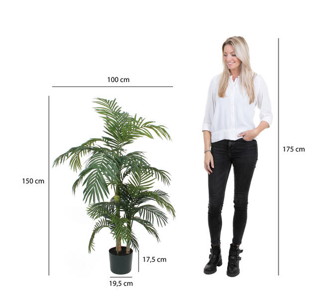 Kunstplant Mica Areca palm in plastic pot 150x100cm