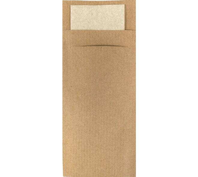 Bestekzakje IEZZY 190x85mm kraft met gerecycled servet 500st