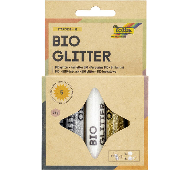 Glitterpoeder Bio Folia Stardust 7gr 5 stuks 3 kleuren
