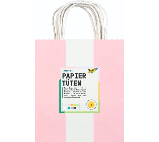 Tas met handvat Folia kraftpapier 110gr 18x21x8cm set à 7 kleuren