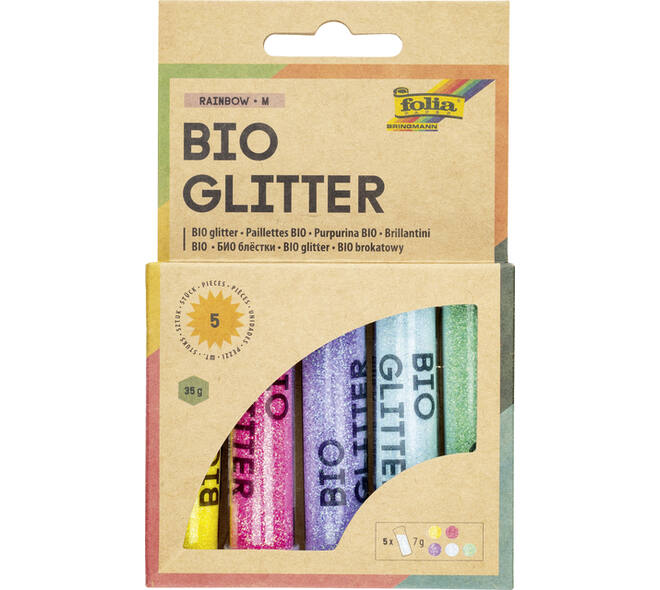 Glitterpoeder Bio Folia Rainbow 7gr 5 kleuren