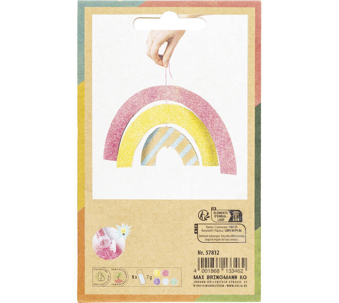 Glitterpoeder Bio Folia Rainbow 7gr 5 kleuren