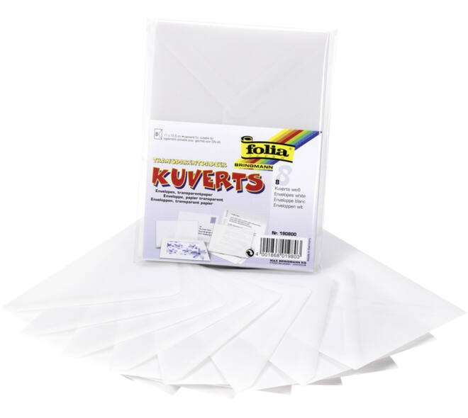 Envelop Folia A6 115gr set à 8 stuks transparant