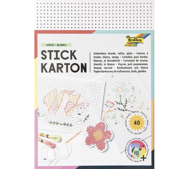 Borduurkaarten Folia 17.5 x x24.5cm 300gr 40 vel wit