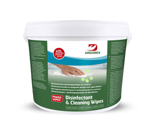 Desinfectiedoekjes Dreumex Disinfectant & Cleaning emmer 350 stuks wit