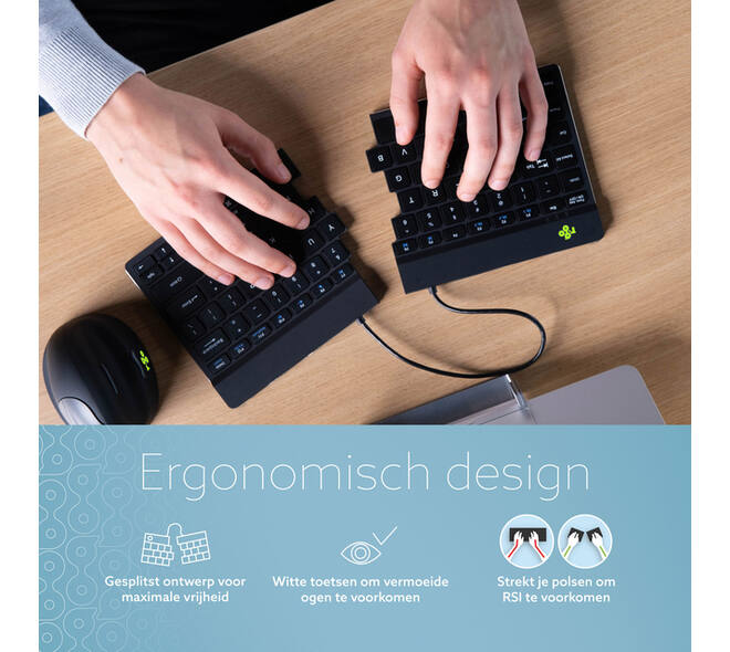 Toetsenbord R-Go Split Break QWERTY WL zwart