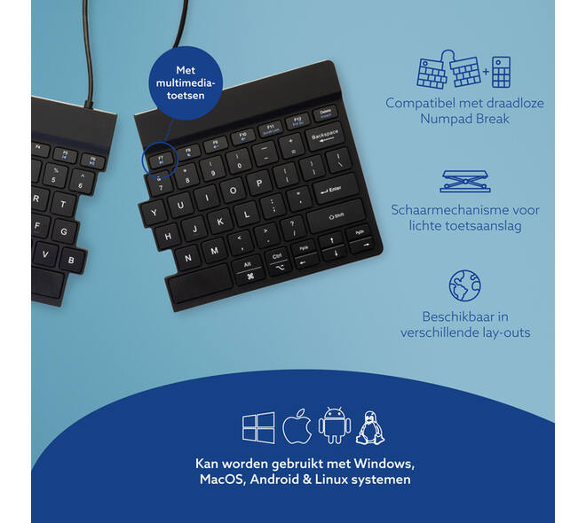 Toetsenbord R-Go Split Break QWERTY WL zwart