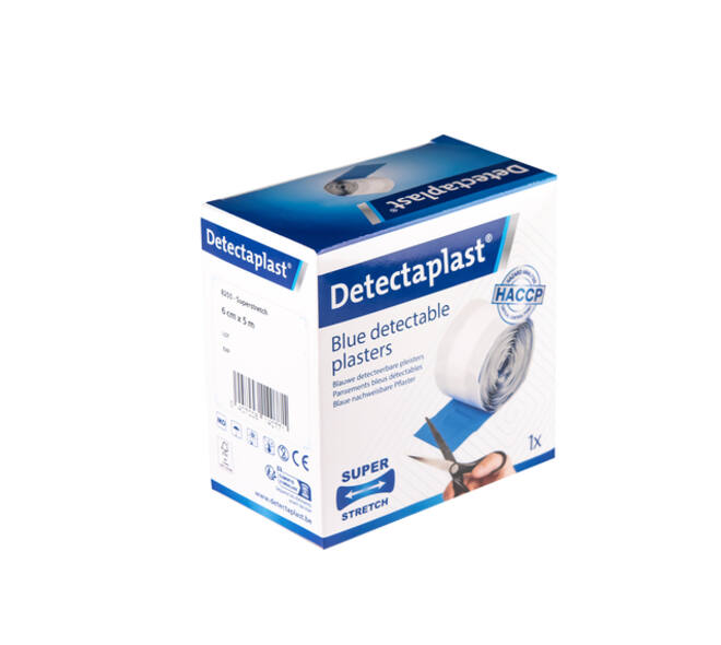 Elastische blauwe textielpleister Detectaplast 6cmx5m
