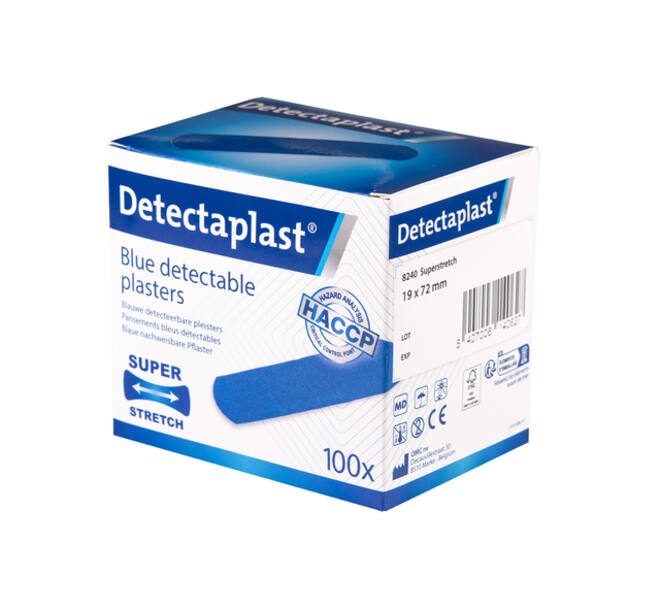 Elastische blauwe textielpleister Detectaplast 19x72mm 100 stuks