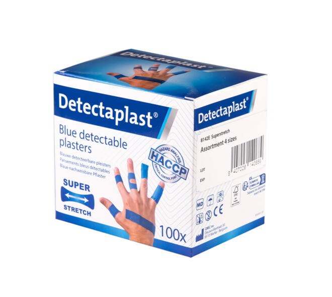 Elastische blauwe textielpleister Detectaplast assorti 100 stuks