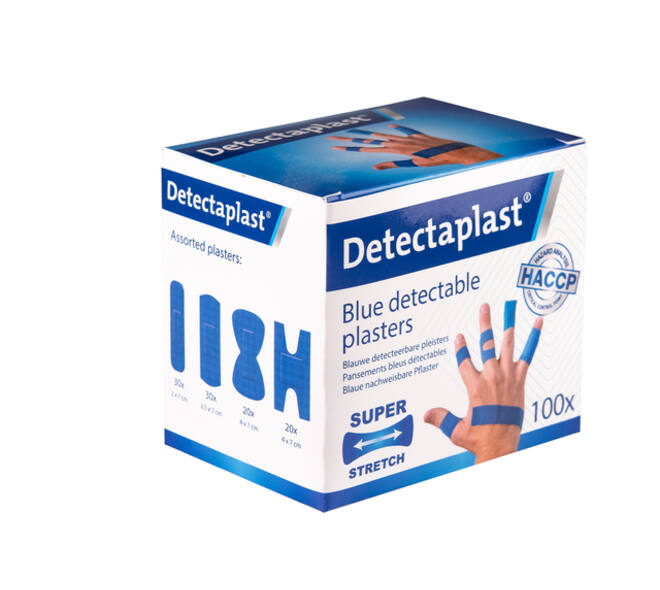 Elastische blauwe textielpleister Detectaplast assorti 100 stuks