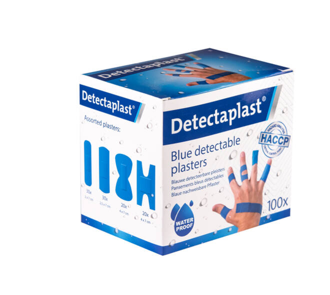 Waterafstotende blauwe pleister Detectaplast assorti 100 stuks