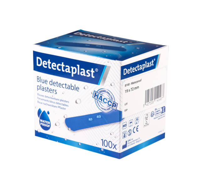 Waterafstotende blauwe pleister Detectaplast 19x72mm 100 stuks