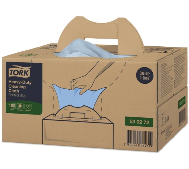 Reinigingsdoek Tork W7 Premium Heavy-Duty dispenserdoos 1-laags 180 vel blauw 530272