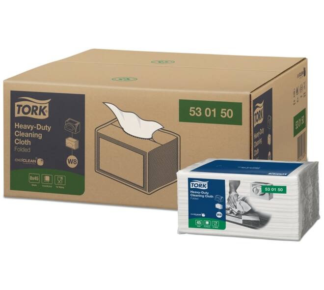 Reinigingsdoek Tork W8 Premium Heavy-Duty 1-laags 45 vel wit 530150