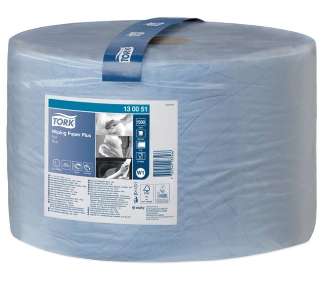 Poetspapier Tork W1 Plus Premium 2-laags 1500 vel blauw 130051