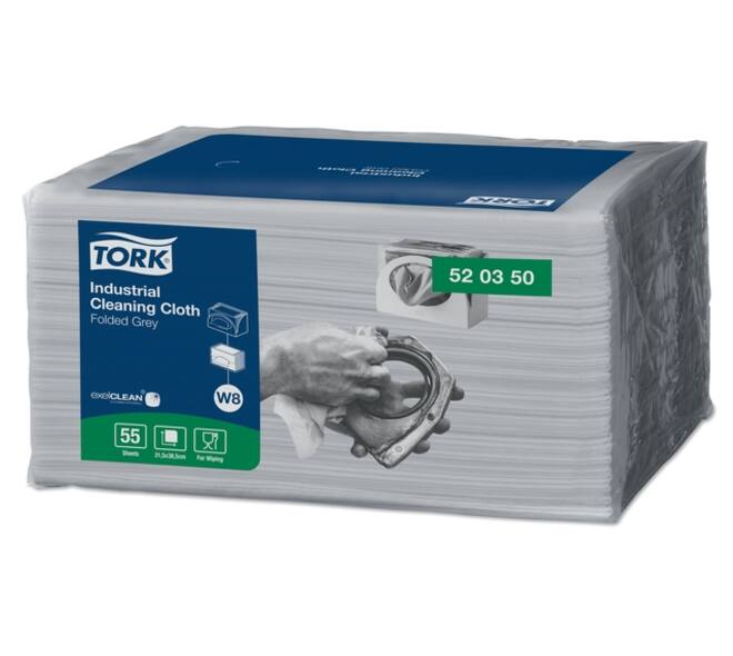 Reinigingsdoek Tork W8 Premium Industrial 1-laags 55 vel grijs 520350