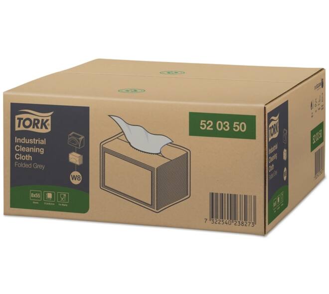 Reinigingsdoek Tork W8 Premium Industrial 1-laags 55 vel grijs 520350