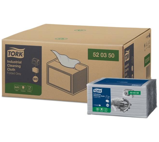 Reinigingsdoek Tork W8 Premium Industrial 1-laags 55 vel grijs 520350