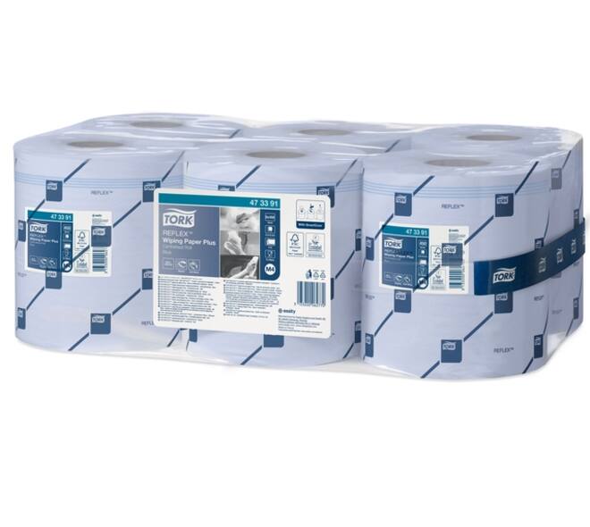 Poetspapier Tork M4 Reflex Plus Advanced 2-laags 450 vel blauw 473391