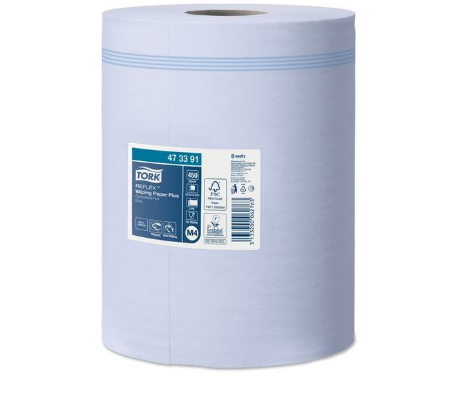 Poetspapier Tork M4 Reflex Plus Advanced 2-laags 450 vel blauw 473391