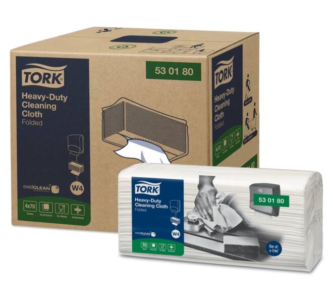 Reinigingsdoek Tork W4 Premium Heavy-Duty gevouwen 1-laags 4x70 vel wit 530180
