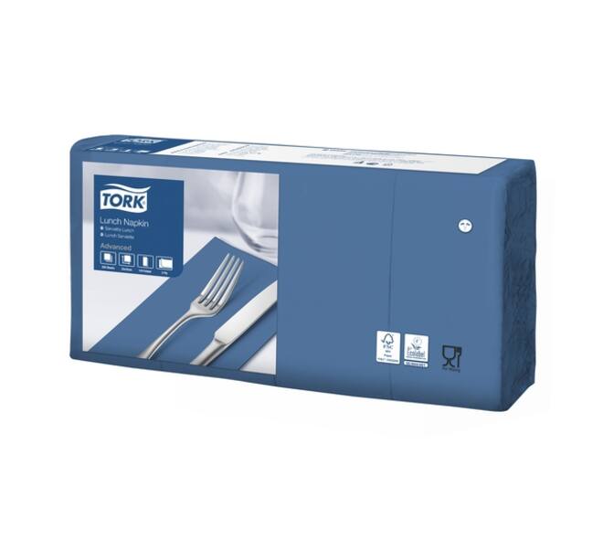 Lunchservet Tork Advanced 1/8 vouw 2-laags 328x325mm 200 vel donkerblauw 477421
