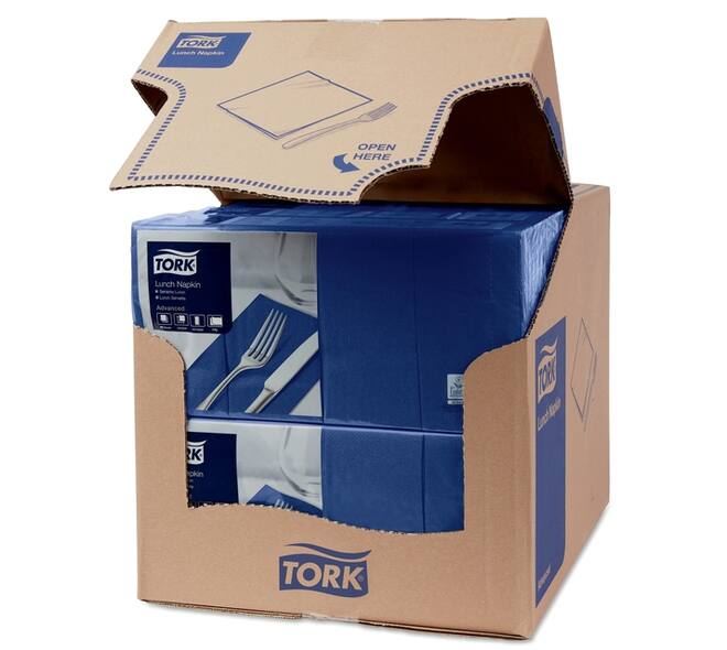 Lunchservet Tork Advanced 1/8 vouw 2-laags 328x325mm 200 vel donkerblauw 477421