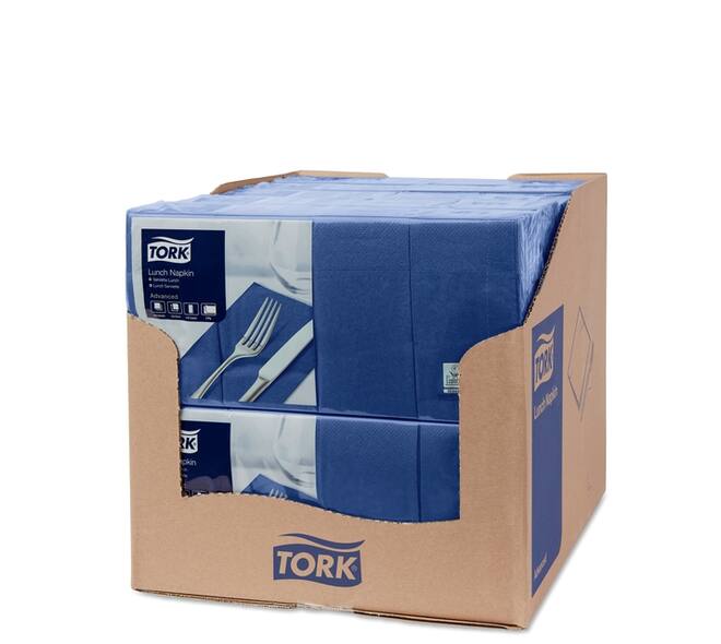 Lunchservet Tork Advanced 1/8 vouw 2-laags 328x325mm 200 vel donkerblauw 477421