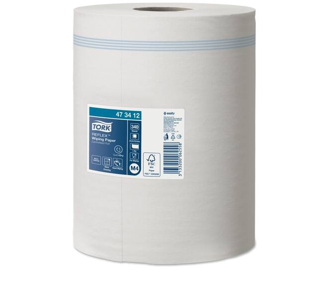 Poetspapier Tork M4 Reflex Premium 1-laags 340 vel wit 473412