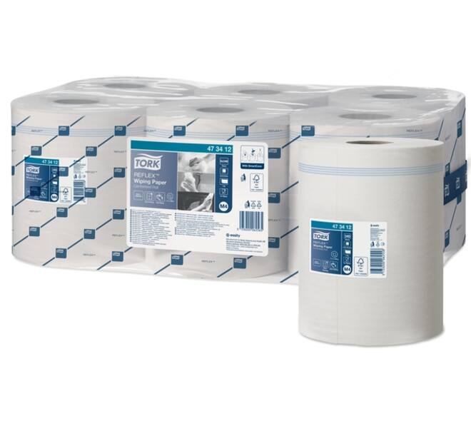 Poetspapier Tork M4 Reflex Premium 1-laags 340 vel wit 473412