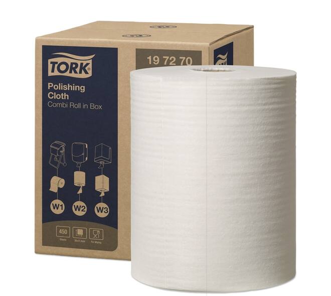 Reinigingsdoek Tork W1-W2-W3 Premium 1-laags 450 vel wit 197270