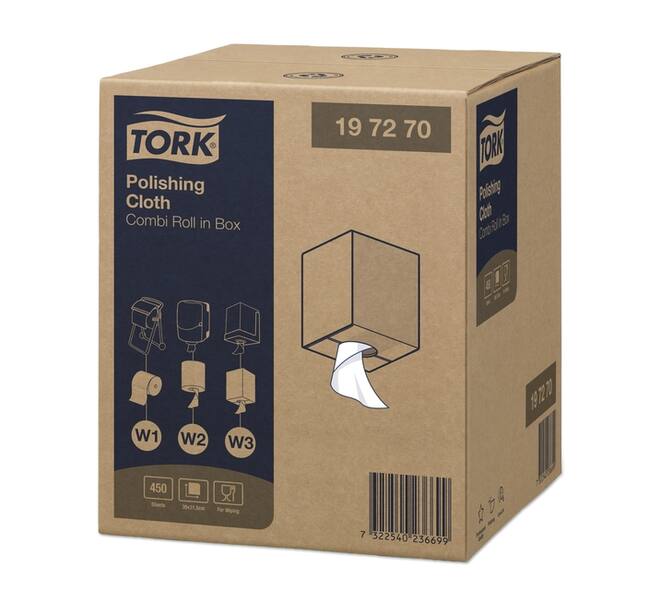 Reinigingsdoek Tork W1-W2-W3 Premium 1-laags 450 vel wit 197270