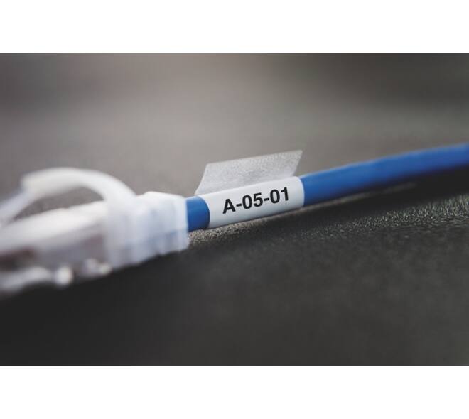 Labeltape Dymo XTL kabelwikkel 21mm zwart op wit