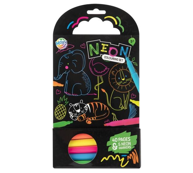 Colouring Book 15x15 cm 40 sheets 5 neon markers