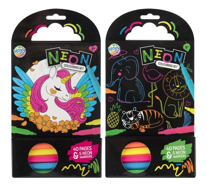 Colouring Book 15x15 cm 40 sheets 5 neon markers