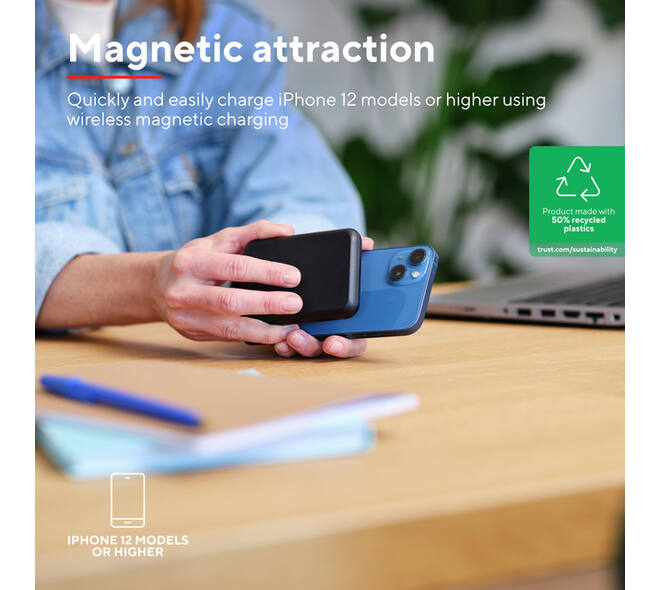 Powerbank Trust Magnetic draadloos 5000MAH zwart