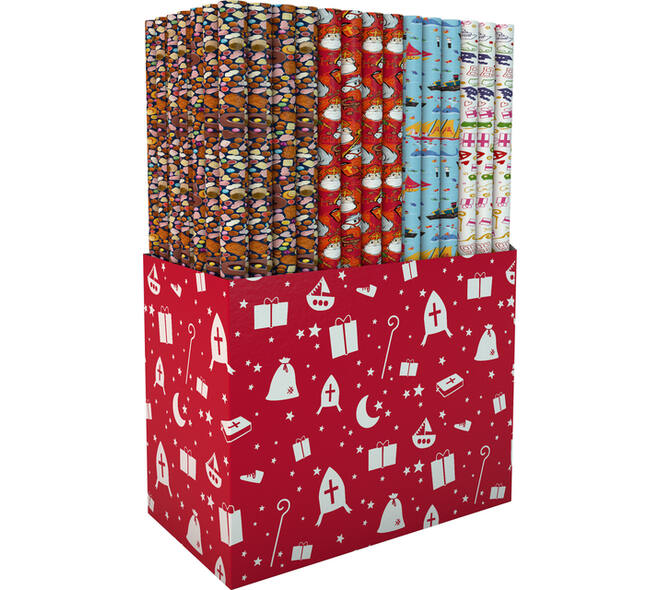 Inpakpapier Sint 46.5x250cm assorti