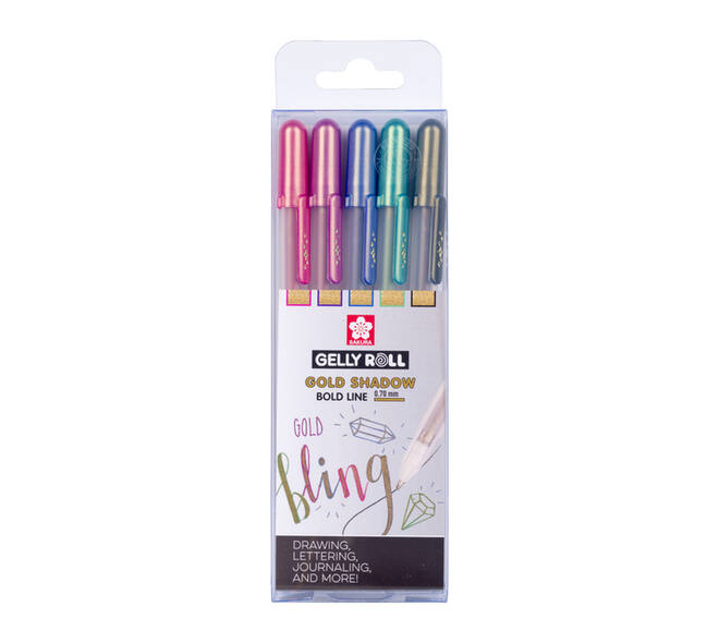 Gelschrijver Sakura Gelly Roll Gold Shadow set à 5 kleuren