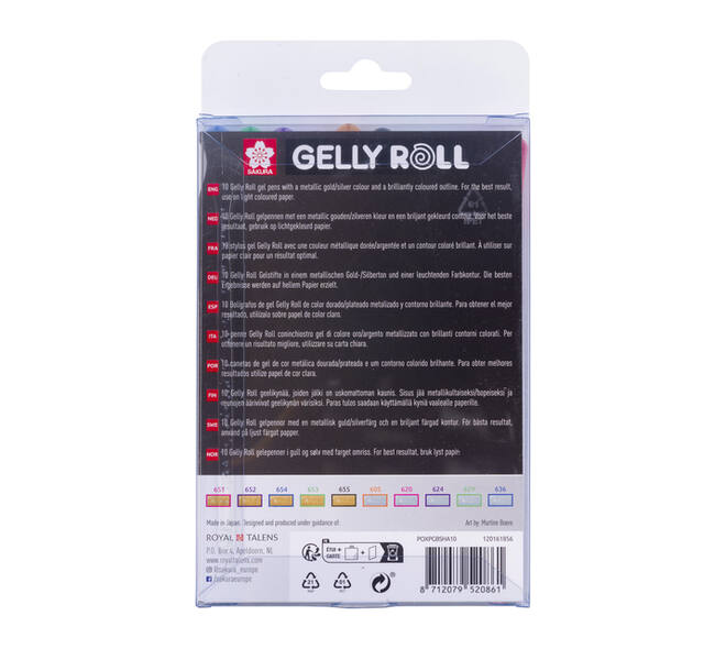 Gelschrijver Sakura Gelly Roll Gold Silver Shadow set à 10 kleuren