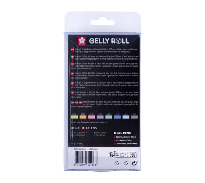 Gelschrijver Sakura Gelly Roll Moonlight 10 pastel set à 8 kleuren