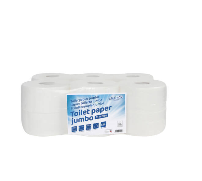 Toiletpapier Cleaninq T2 jumbo klein 2-laags 12x150m wit