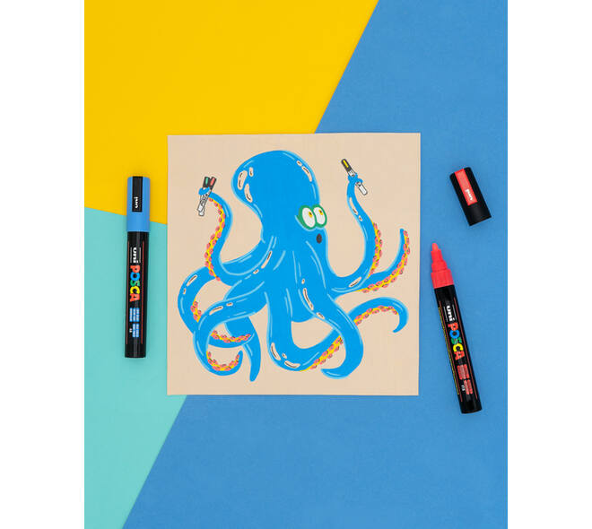 Paintmarker Uni POSCA Groovy Colours assorti metalen koffer à 20 stuks