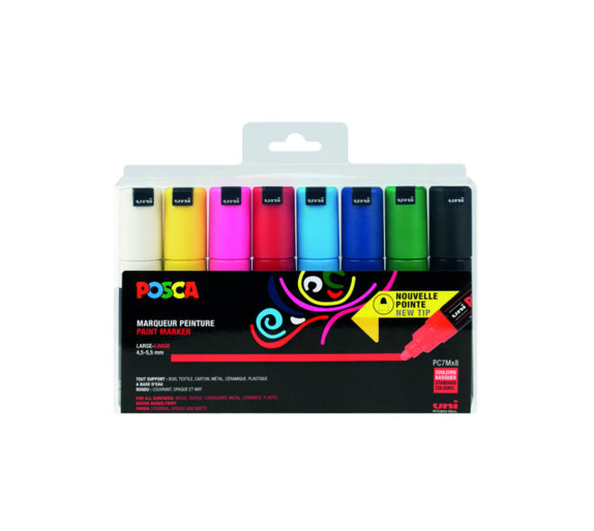 Paintmarker Uni POSCA PC7M breed assorti set à 8 stuks