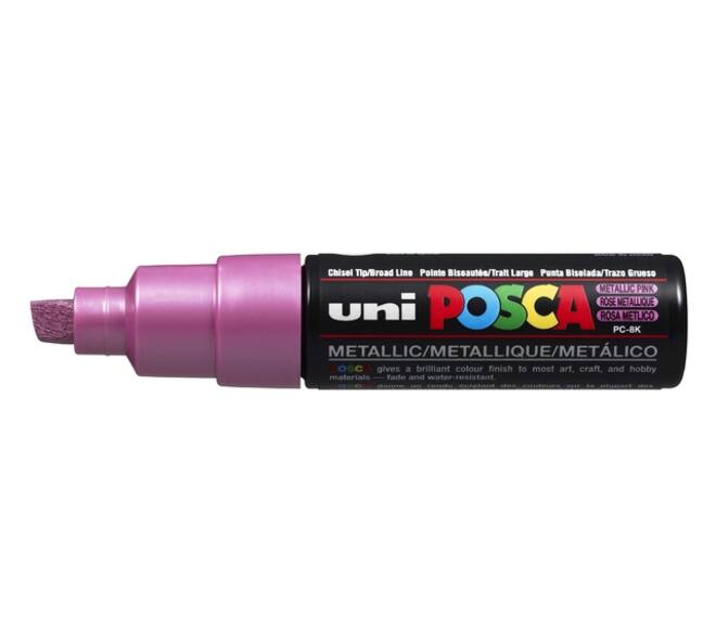 Paintmarker Uni POSCA PC8K breed schuin metallic roze