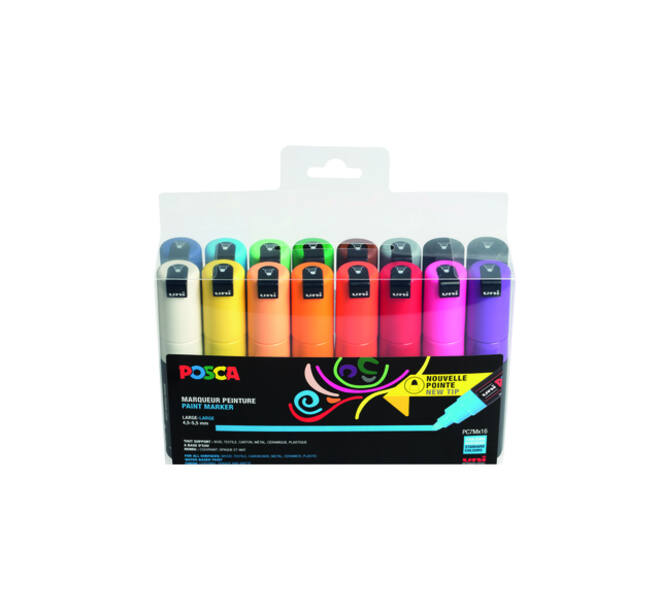 Paintmarker Uni POSCA PC7M breed assorti set à 16 stuks